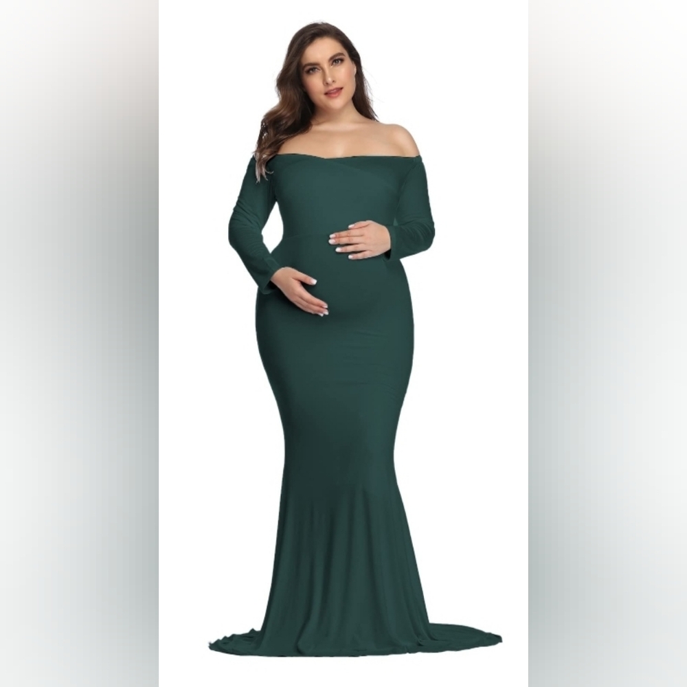 Green Off the Shoulder Maternity Dress Women's Size XL